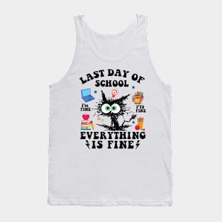 Last Day Of School-End Of School Year-I Survived Funny Cat Tank Top